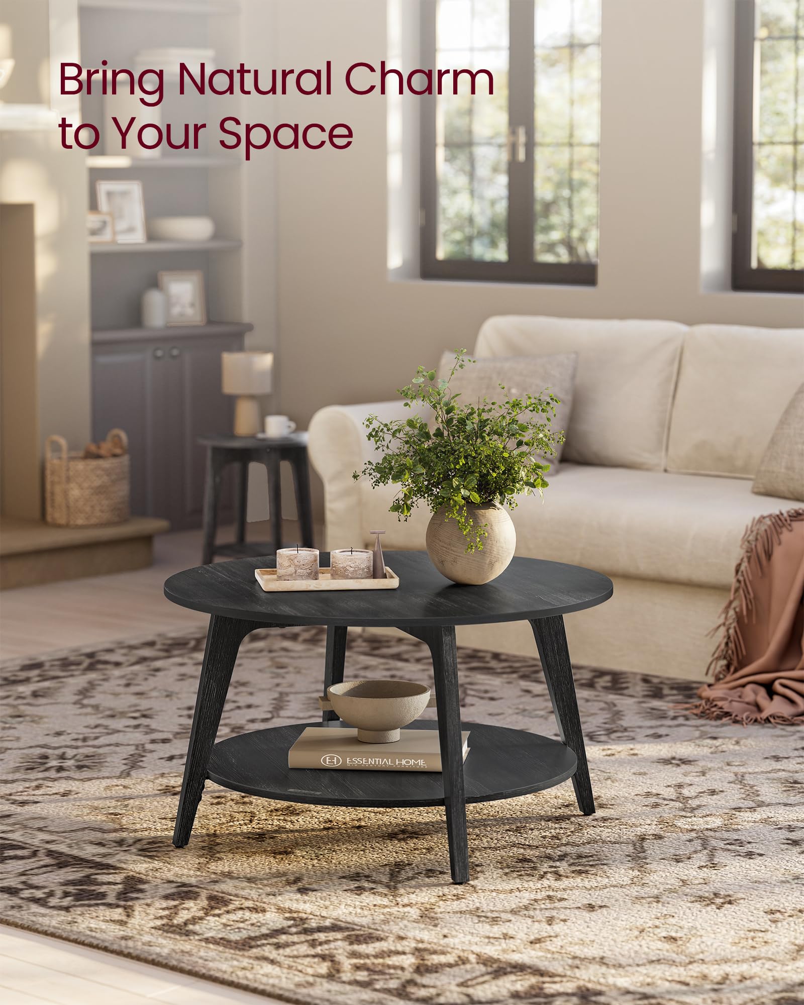 VASAGLE MAEZO curved transitions create smooth, elegant living room lines.
