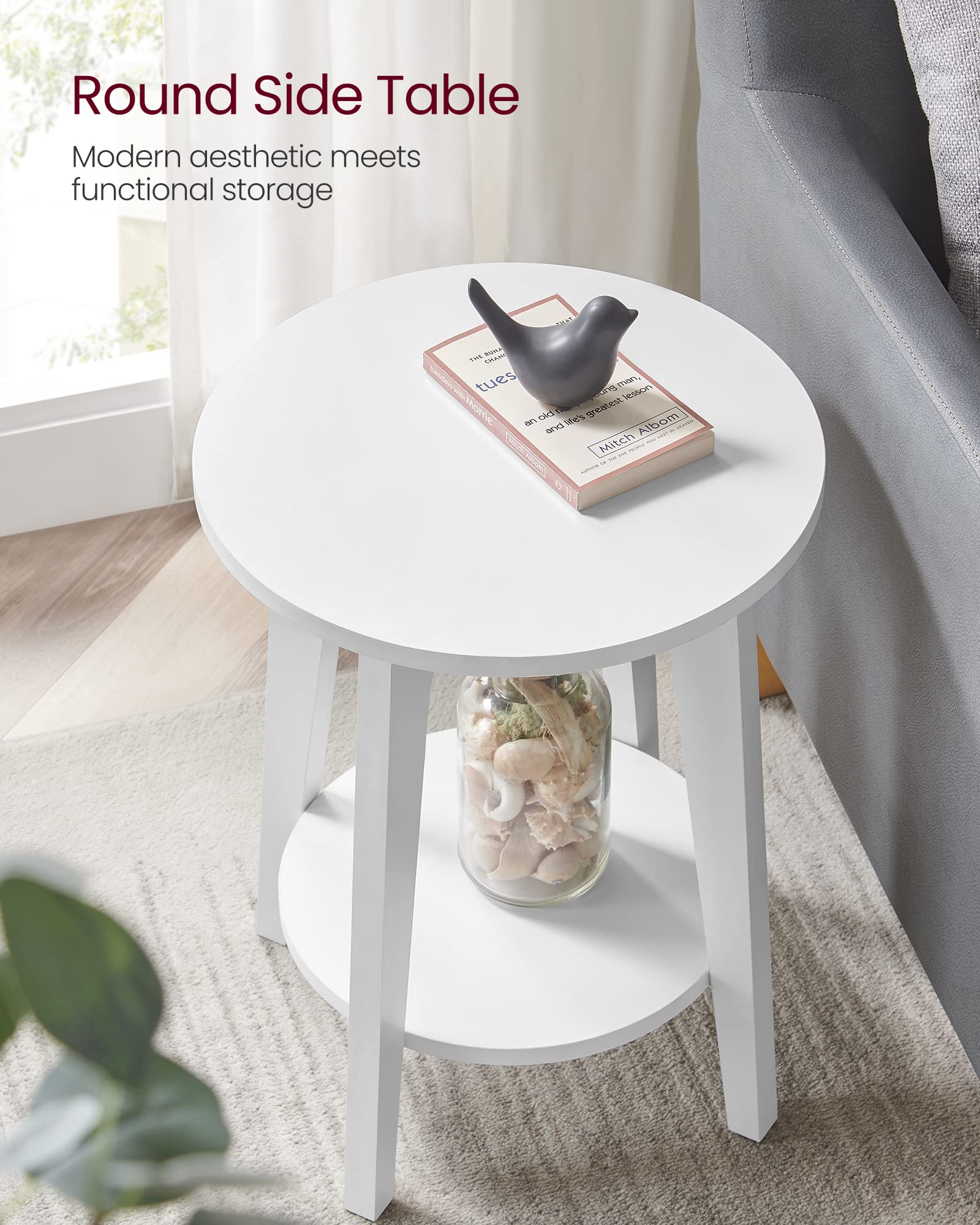 VASAGLE MAEZO end table with tapered legs supports everyday use