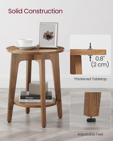 VASAGLE MAEZO nightstand curved transitions add soft mid-century charm.