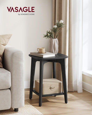 VASAGLE MAEZO nightstand with tapered legs adds mid-century charm.