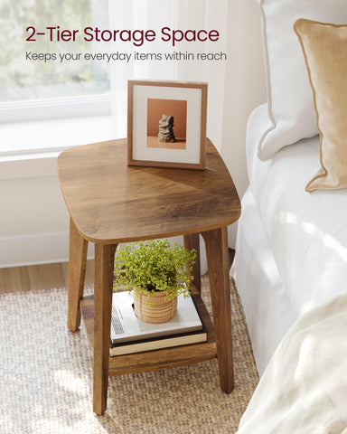 VASAGLE MAEZO nightstand with tapered legs, sturdy support near bed.
