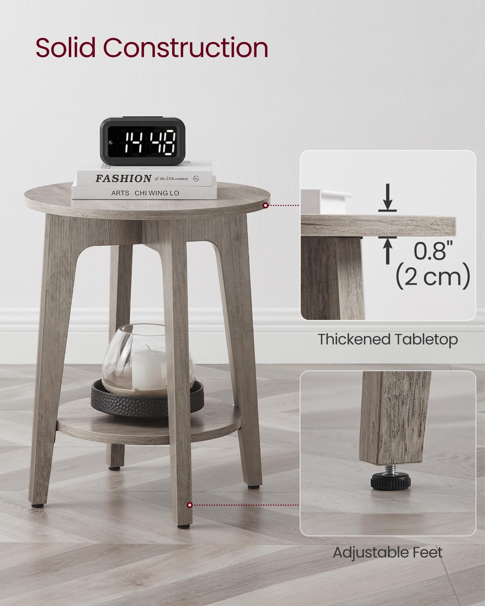 VASAGLE MAEZO nightstand with tapered legs adds mid-century flair.