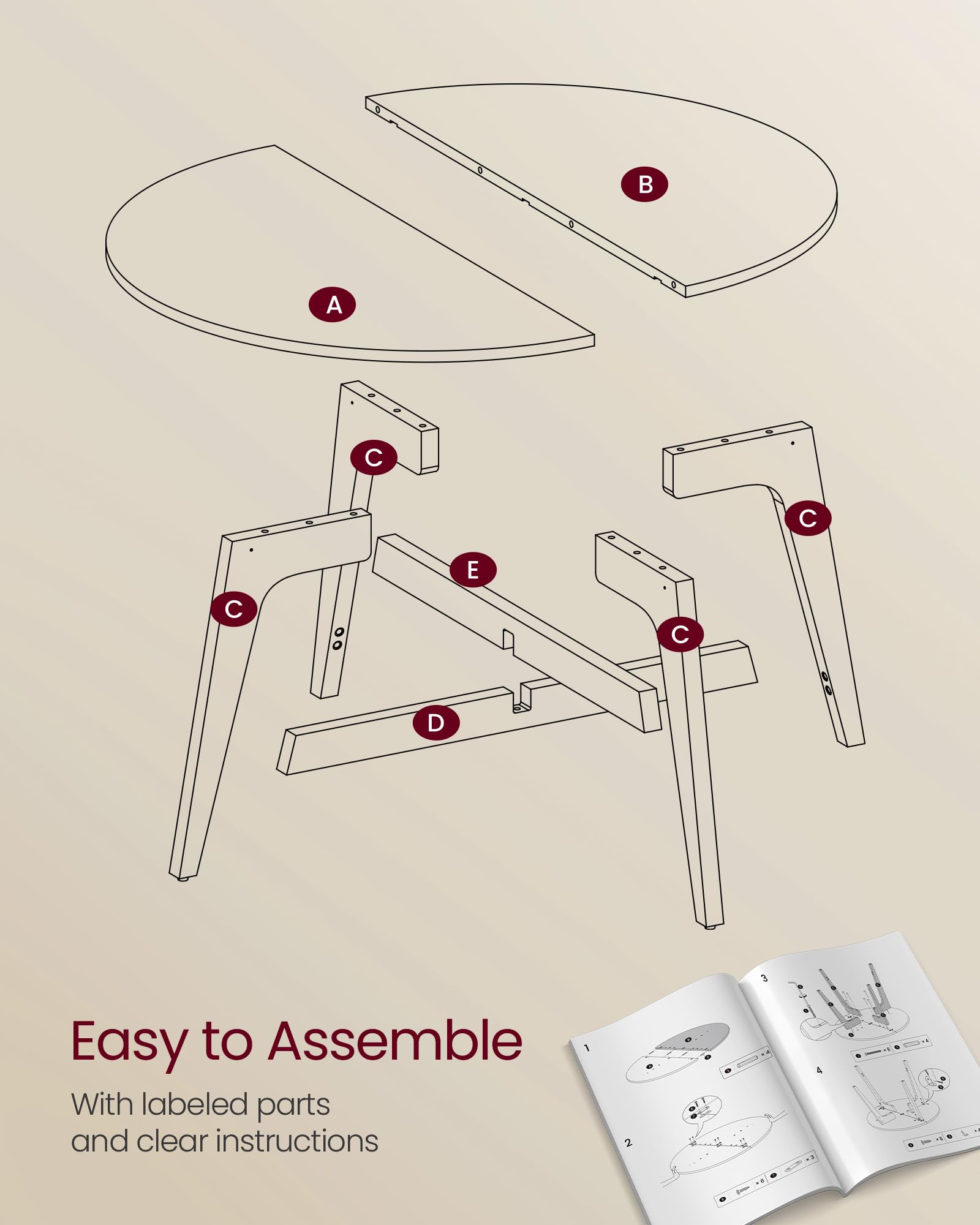 VASAGLE MAEZO curved transitions edge for a safe, stylish living room