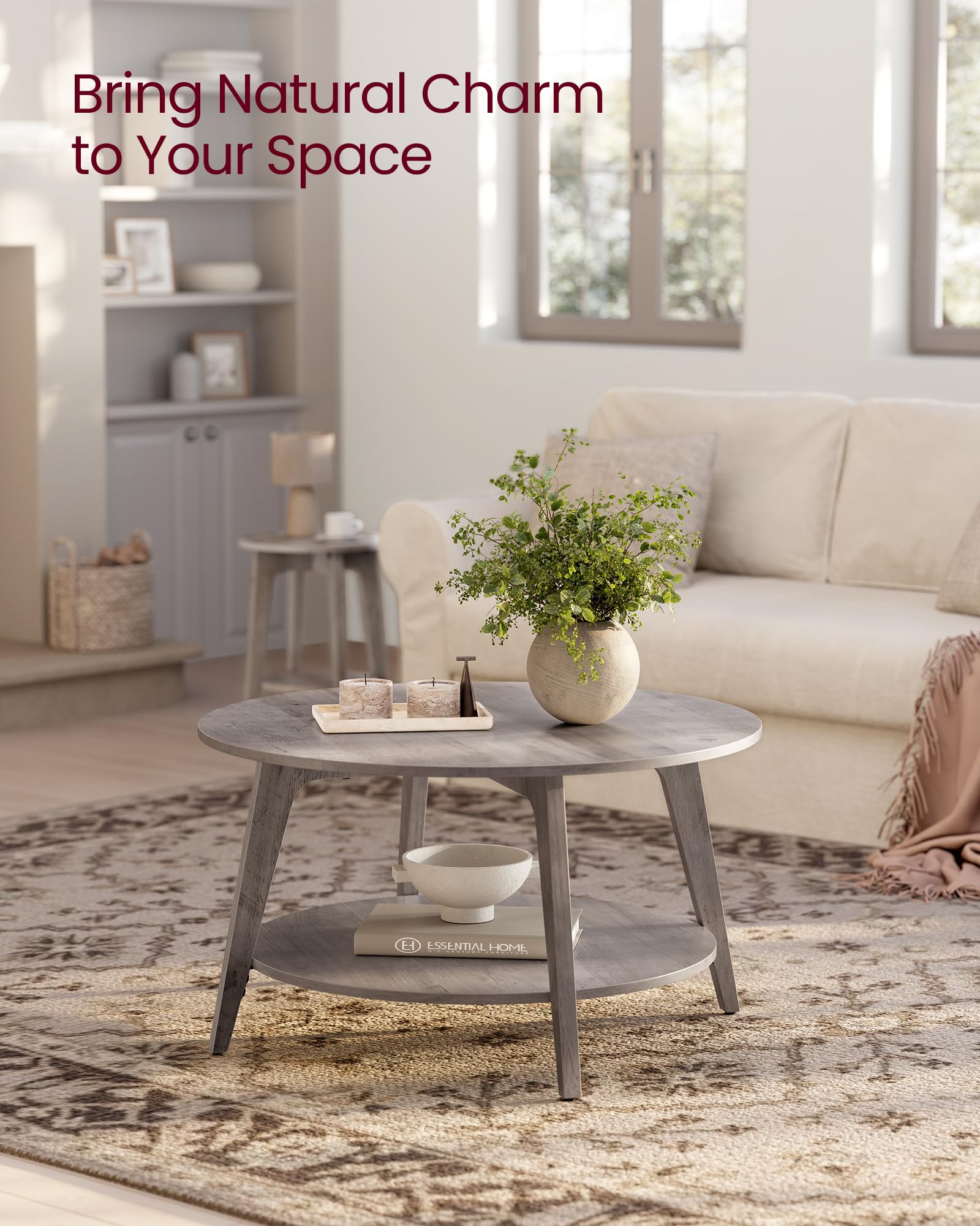 VASAGLE MAEZO round coffee table curved transitions for a soft, cohesive look