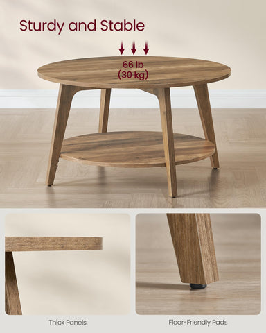 VASAGLE MAEZO round coffee table easy assembly with labeled parts