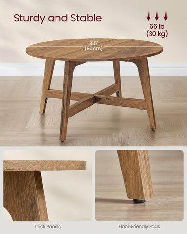 VASAGLE MAEZO round coffee table spacious 31.5-inch tabletop for books and remotes