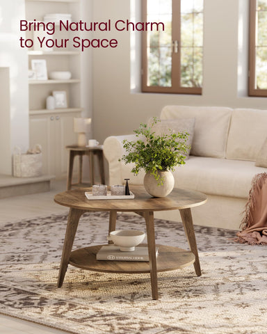 VASAGLE MAEZO round coffee table with tapered legs adds mid-century charm