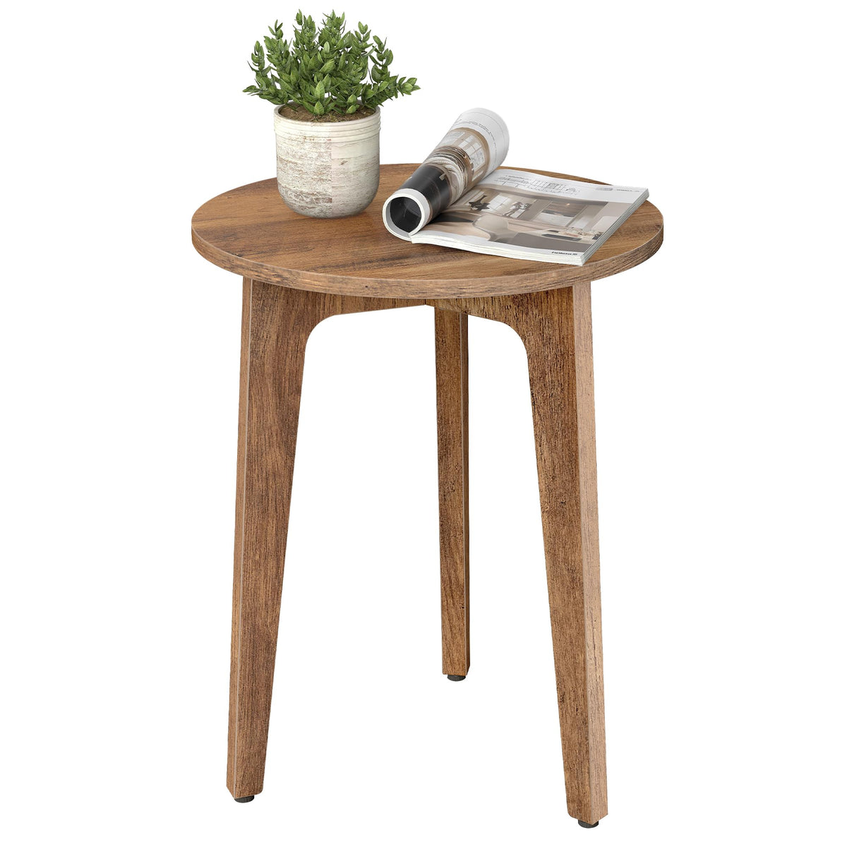 VASAGLE MAEZO round end table in honey brown, perfect for small living rooms.
