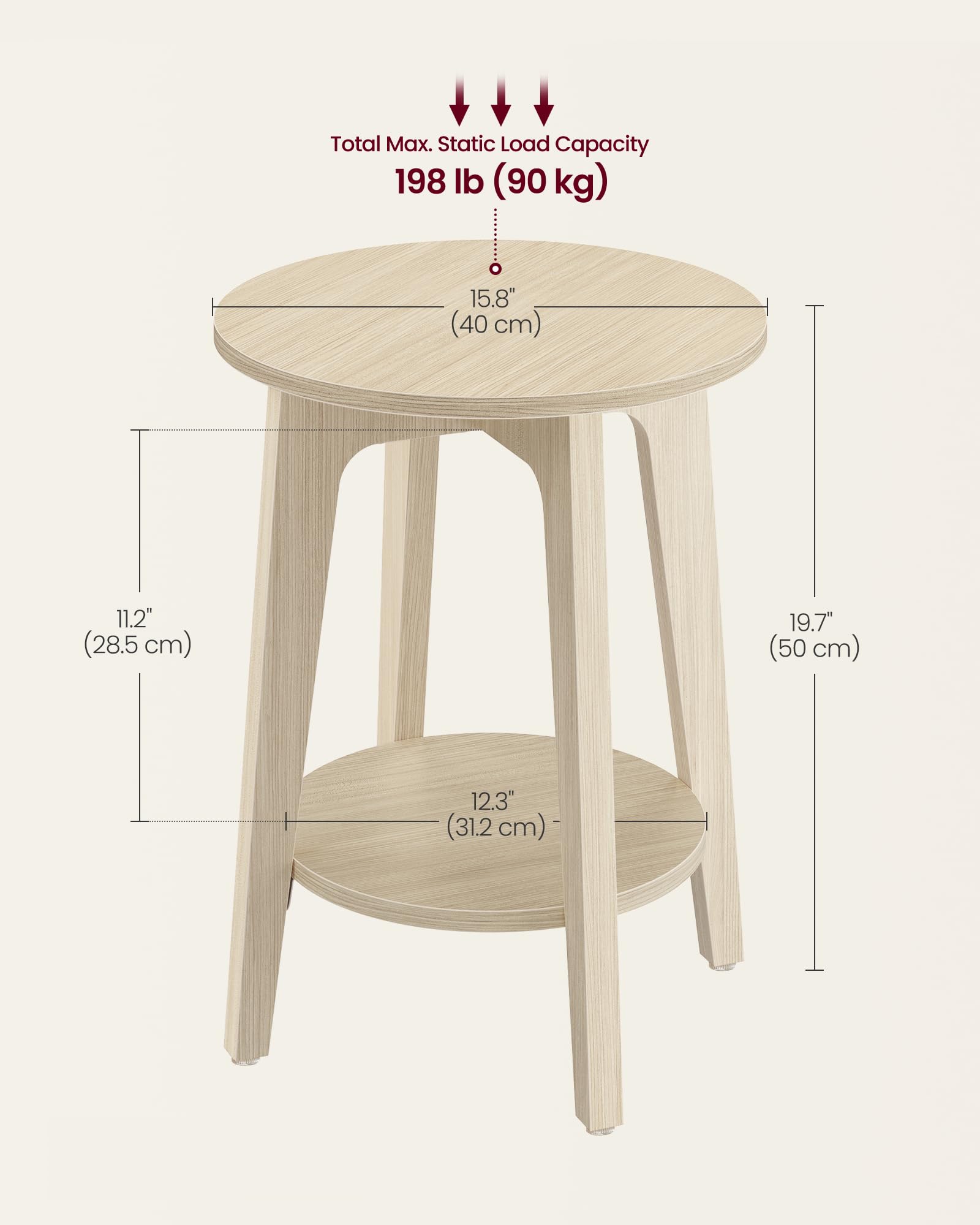 VASAGLE MAEZO side table assembly in progress with labeled parts.