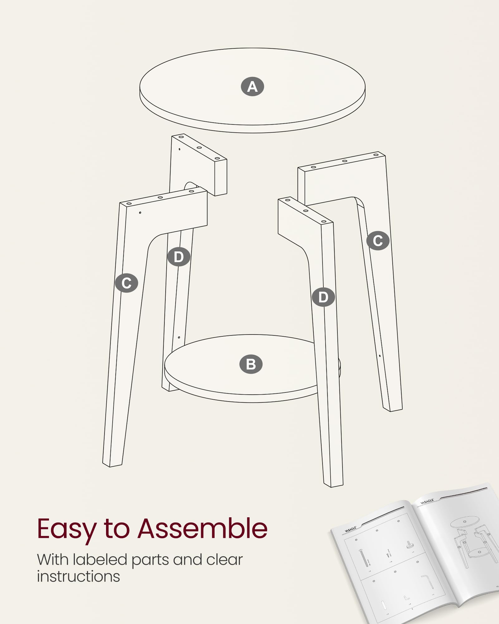 VASAGLE MAEZO side table placed beside the bed for nighttime essentials.