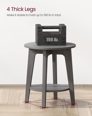 VASAGLE MAEZO side table dimensions are 15.8 inches diameter and 19.7 inches high.