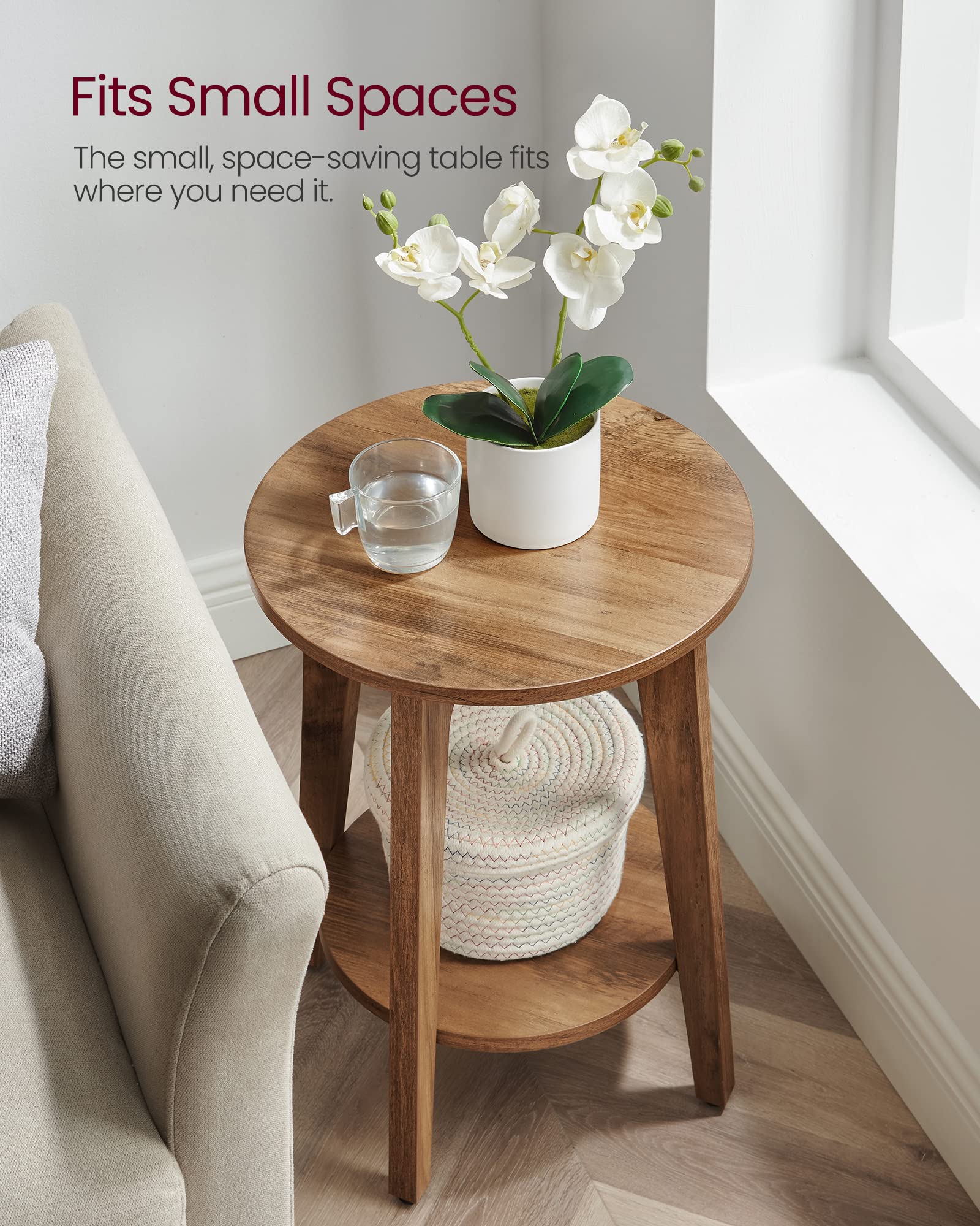 VASAGLE MAEZO table honey brown finish adds warm natural vibe.