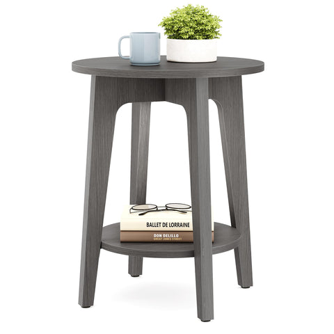 VASAGLE MAEZO side table with smoky-gray top viewed from above, ideal for small spaces.