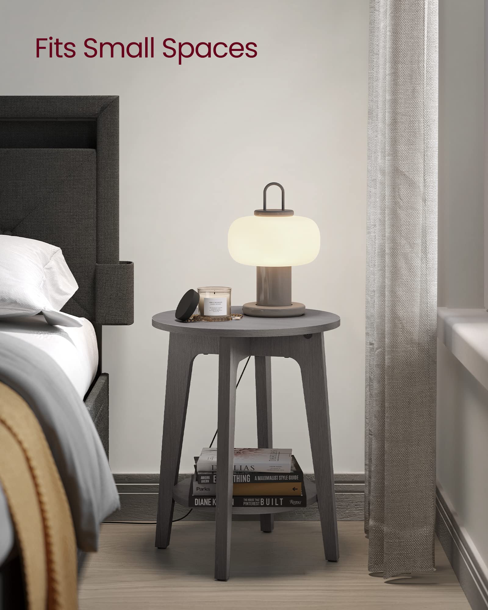 VASAGLE MAEZO side table with tapered legs adds a modern, sturdy touch.