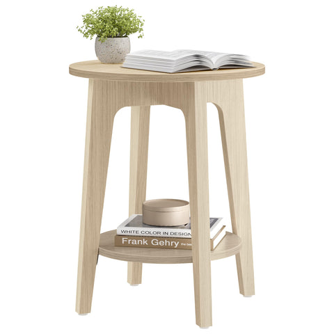 VASAGLE MAEZO side table top view in natural beige, spacious surface for décor and drinks.