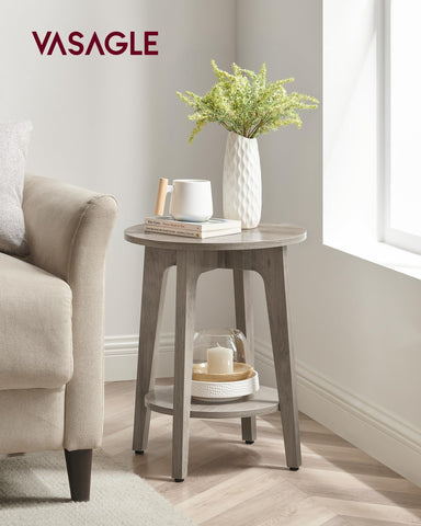 VASAGLE MAEZO side table with two-tier storage keeps essentials organized.