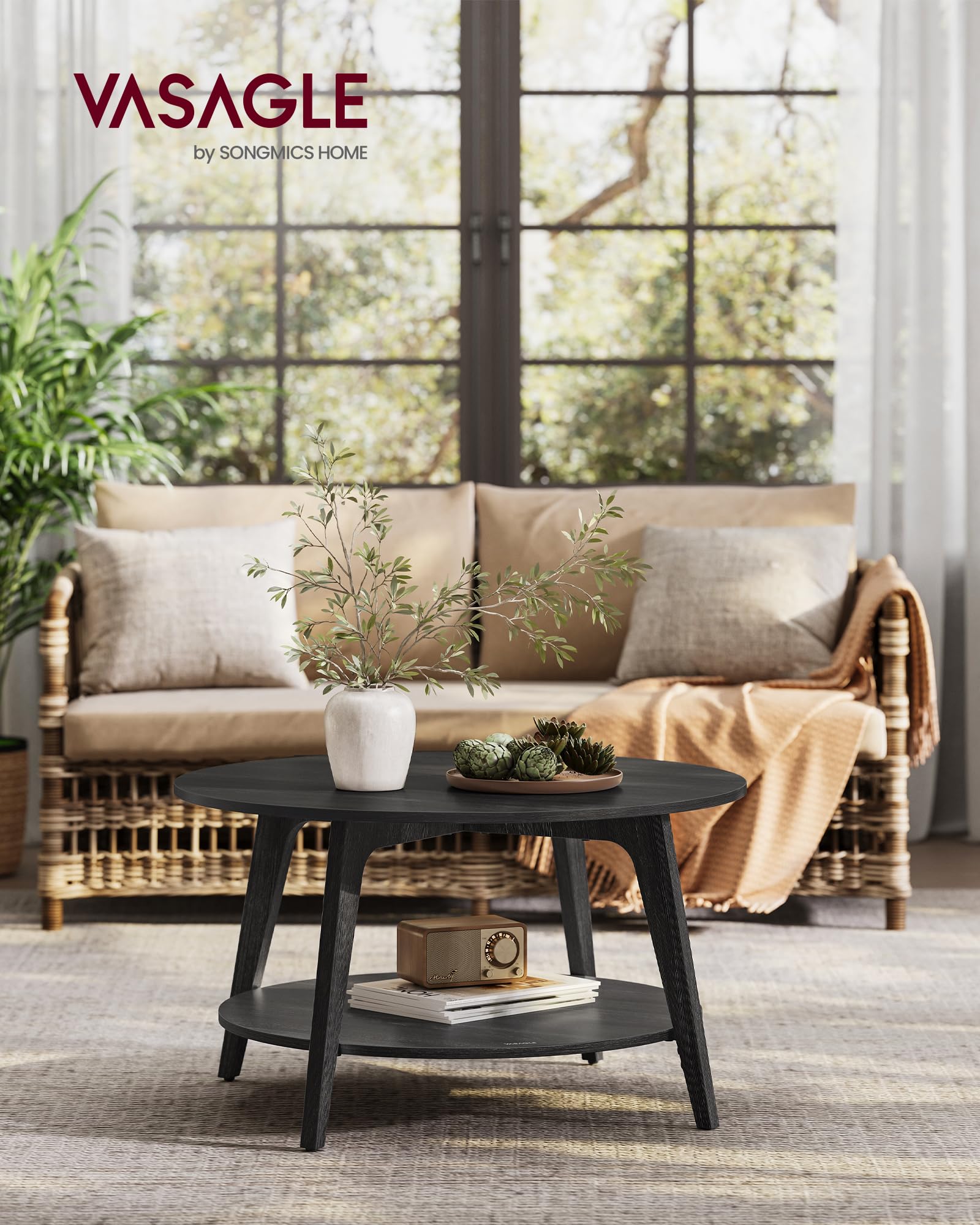 VASAGLE MAEZO tapered legs design adds mid-century flair and stability.
