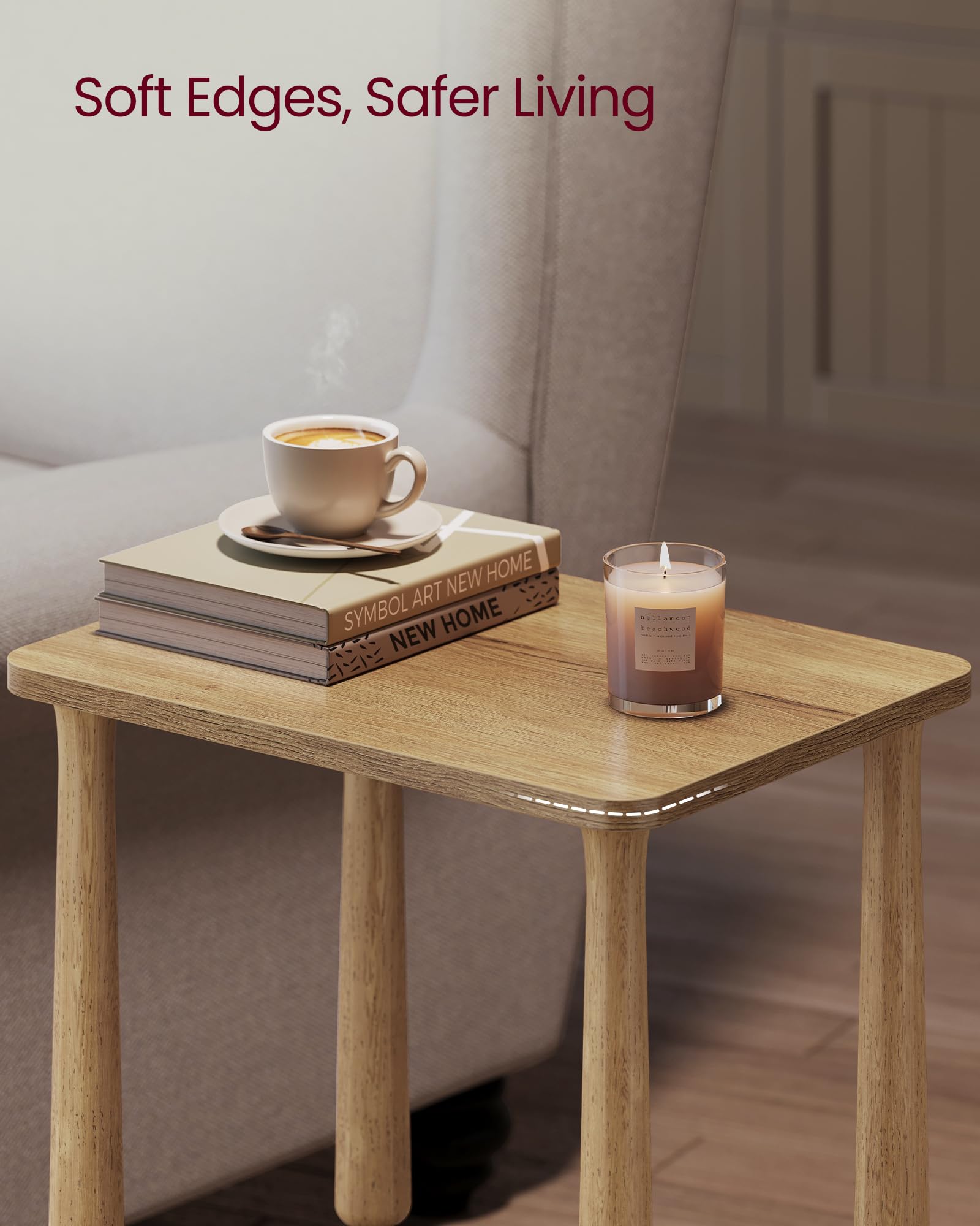 VASAGLE Mariel corner table fits small spaces beside couches and chairs.