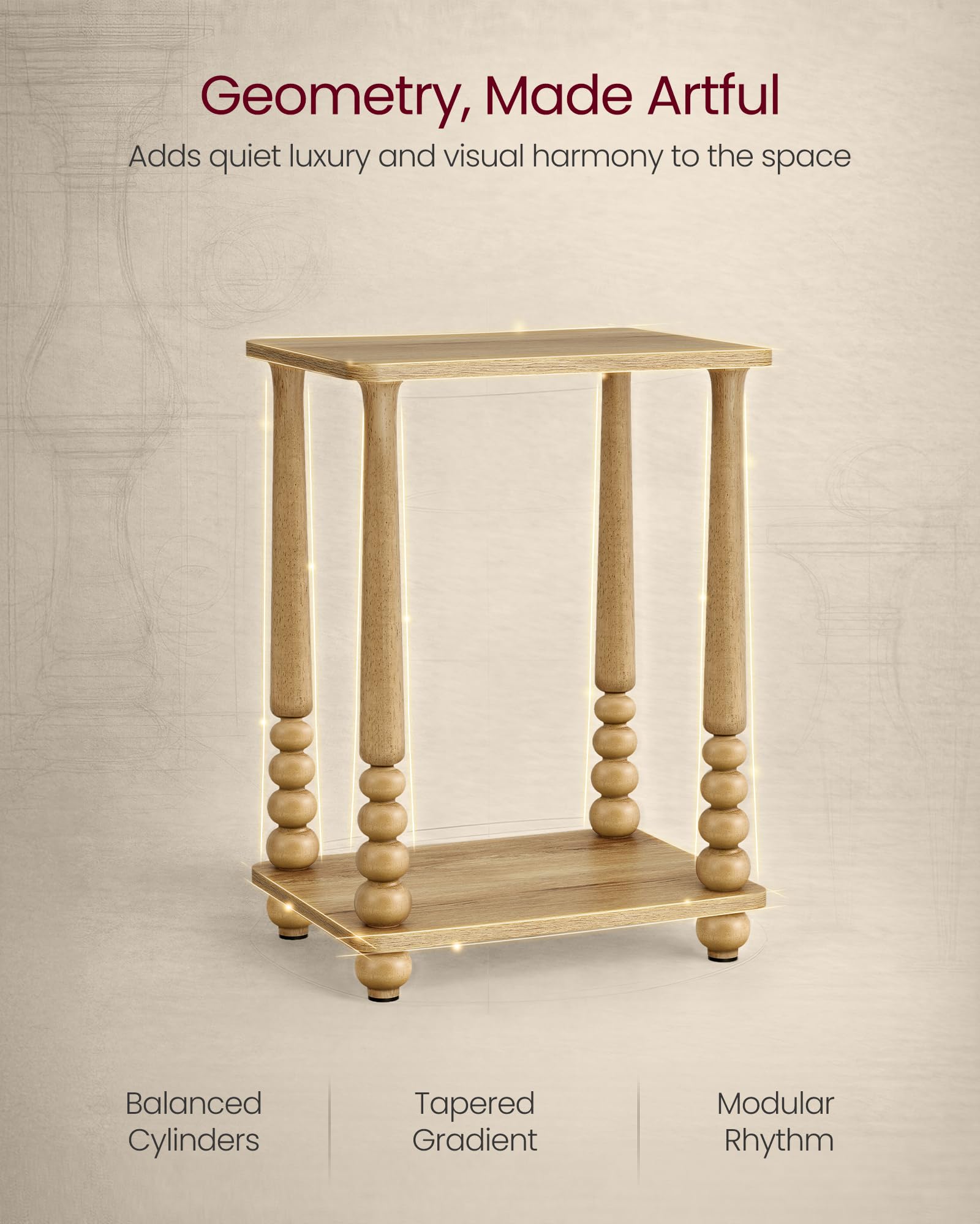 VASAGLE Mariel end table features solid wood legs for stable daily use.