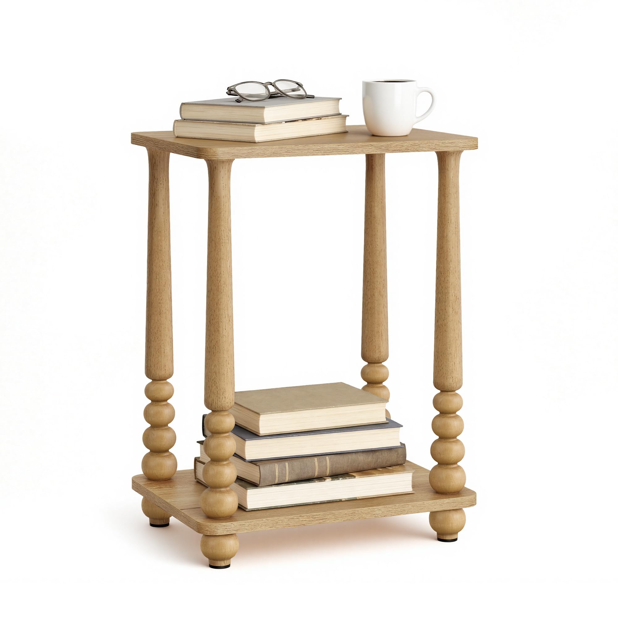 VASAGLE Mariel side table with two-tier storage for organized living spaces.