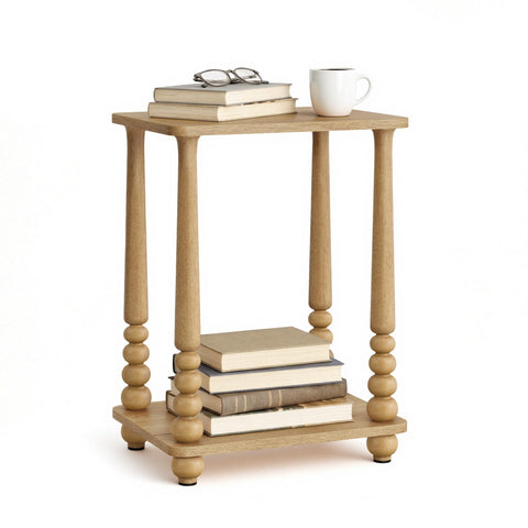 VASAGLE Mariel side table with two-tier storage for organized living spaces.