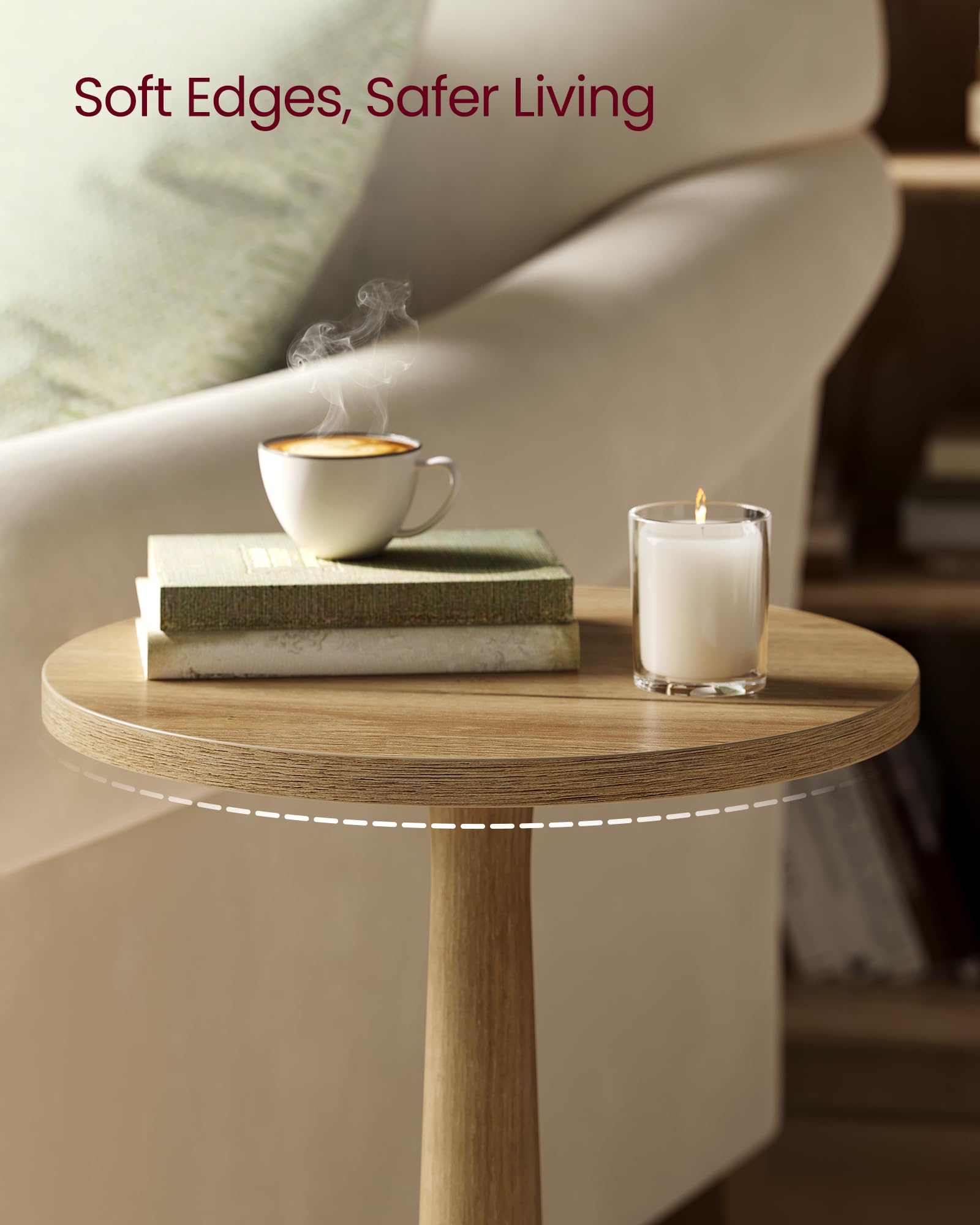 VASAGLE MARIEL round side table ships tool-free and assembles in minutes.