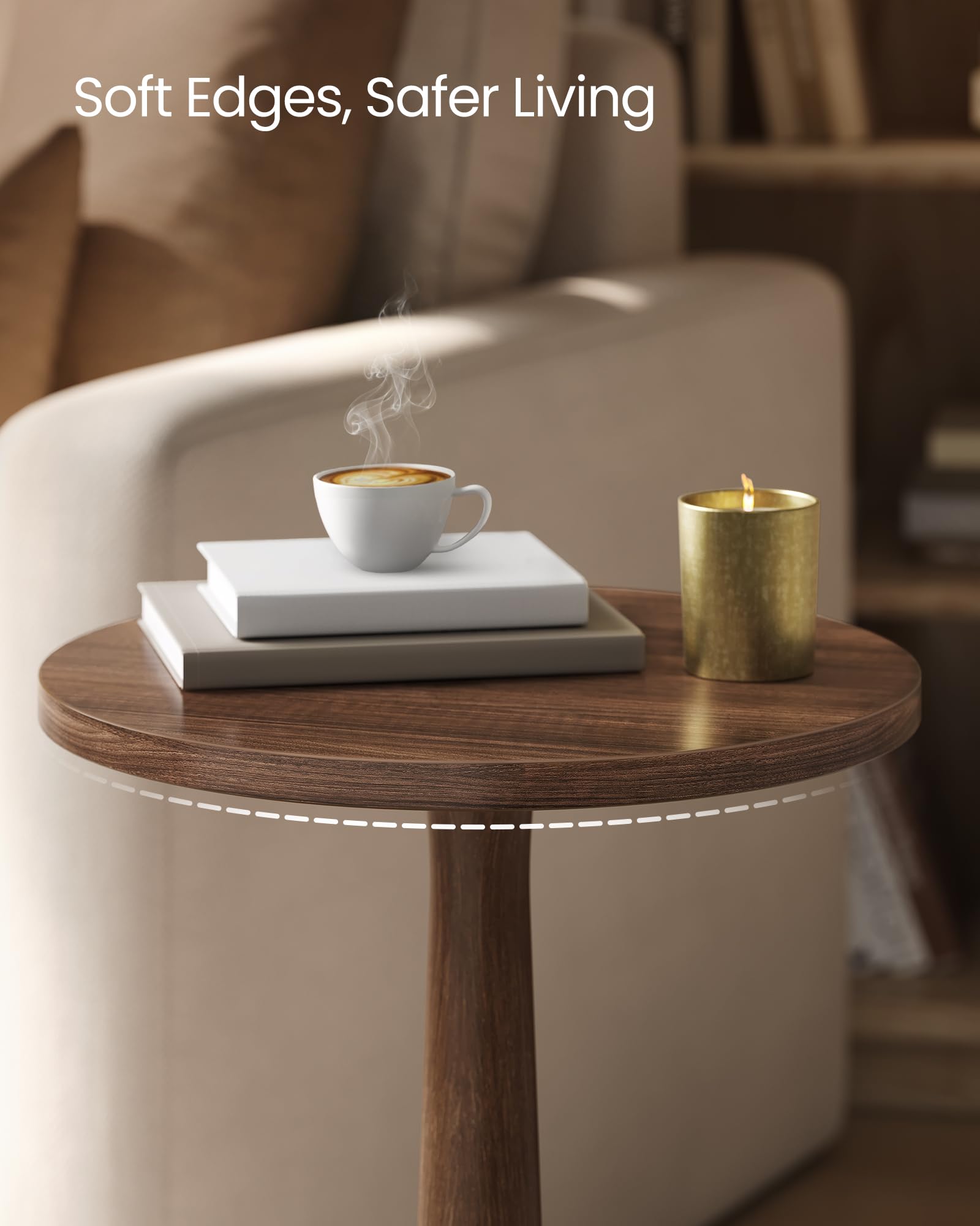 VASAGLE MARIEL round side table bedroom setup; ideal nightstand solution.