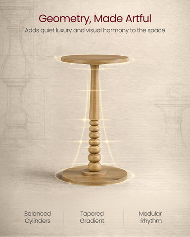 VASAGLE MARIEL round side table shown beside sofa as a handy drinks table.