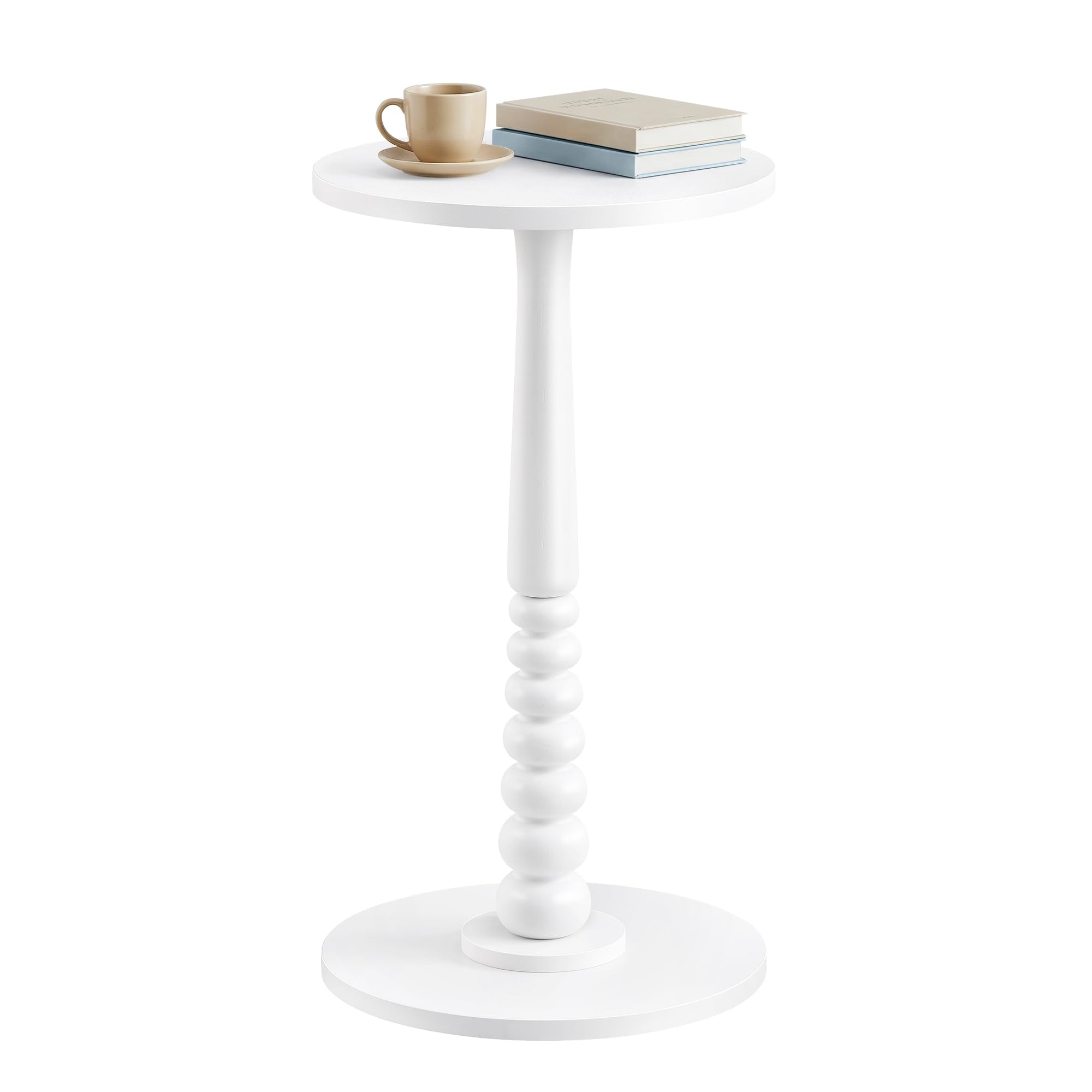 VASAGLE MARIEL round side table in cloud white beside a sofa, ideal for compact spaces