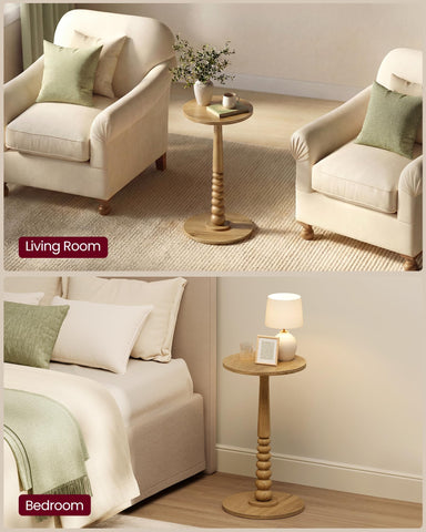 VASAGLE MARIEL round side table shows 11.8-inch diameter ideal for tight spaces.