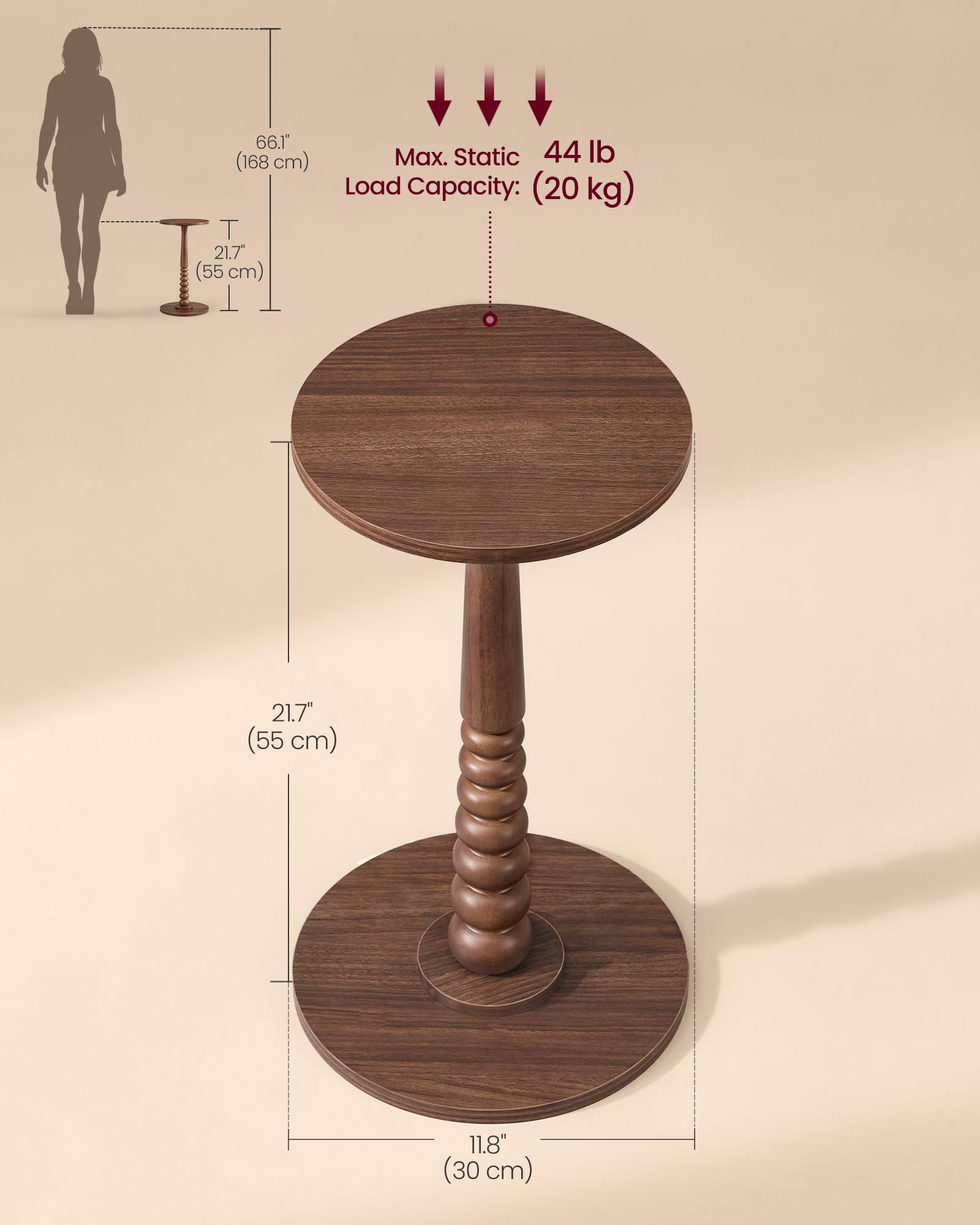 VASAGLE MARIEL round side table in living room; versatile accent piece beside seating.