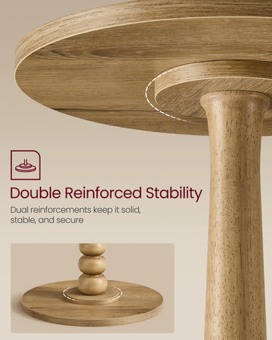 VASAGLE MARIEL round side table in natural brown finish complements compact spaces.