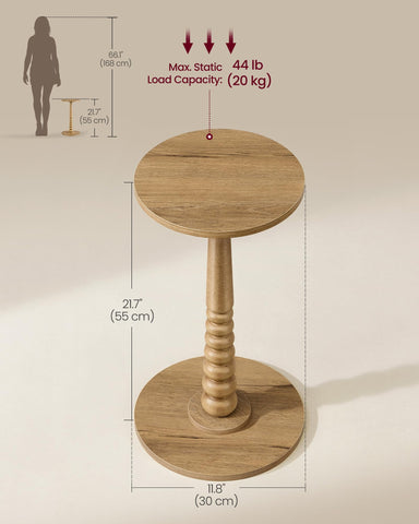 VASAGLE MARIEL round side table highlights rounded edges to reduce bumps.