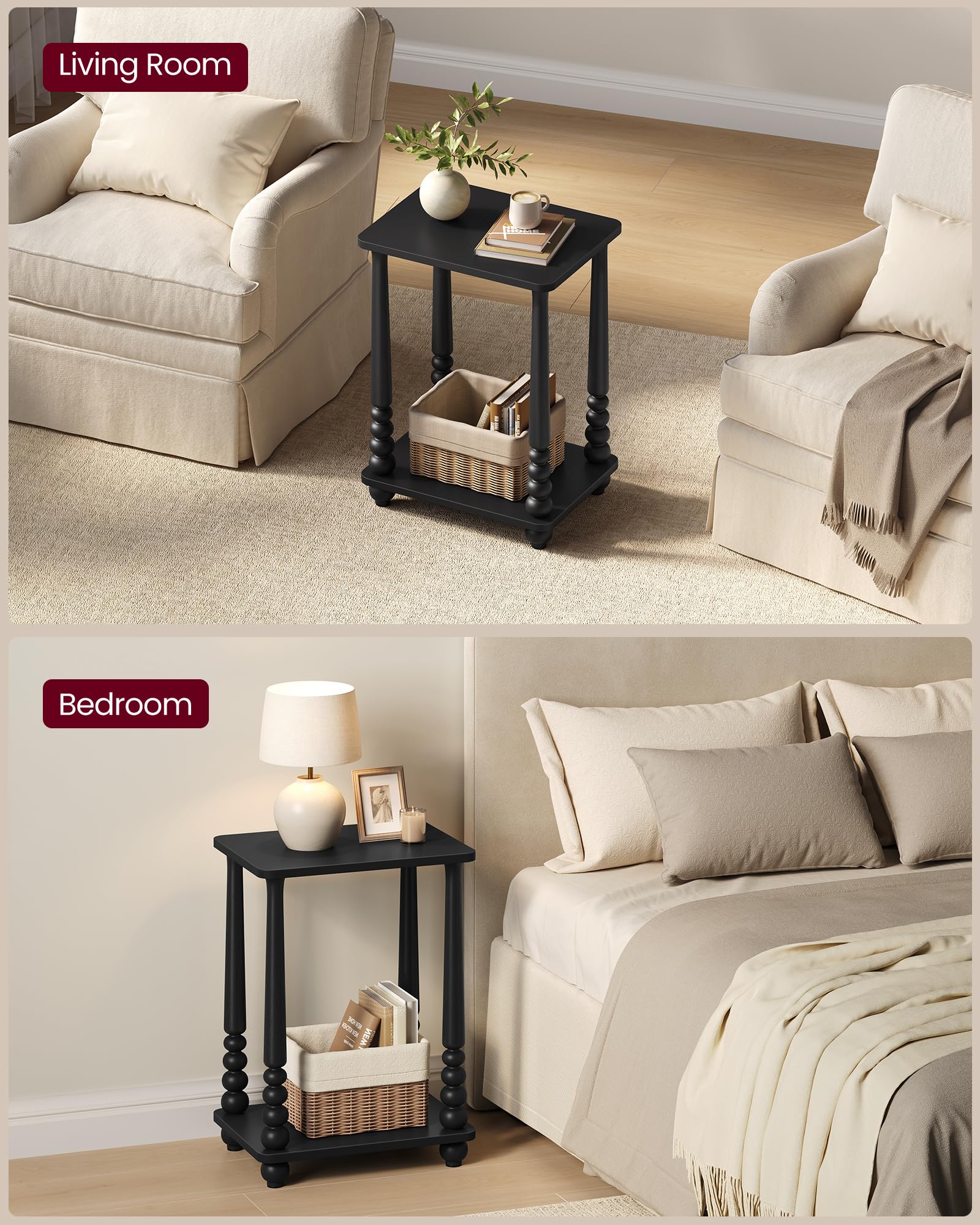 VASAGLE Mariel ink black finish adds refined mid-century style