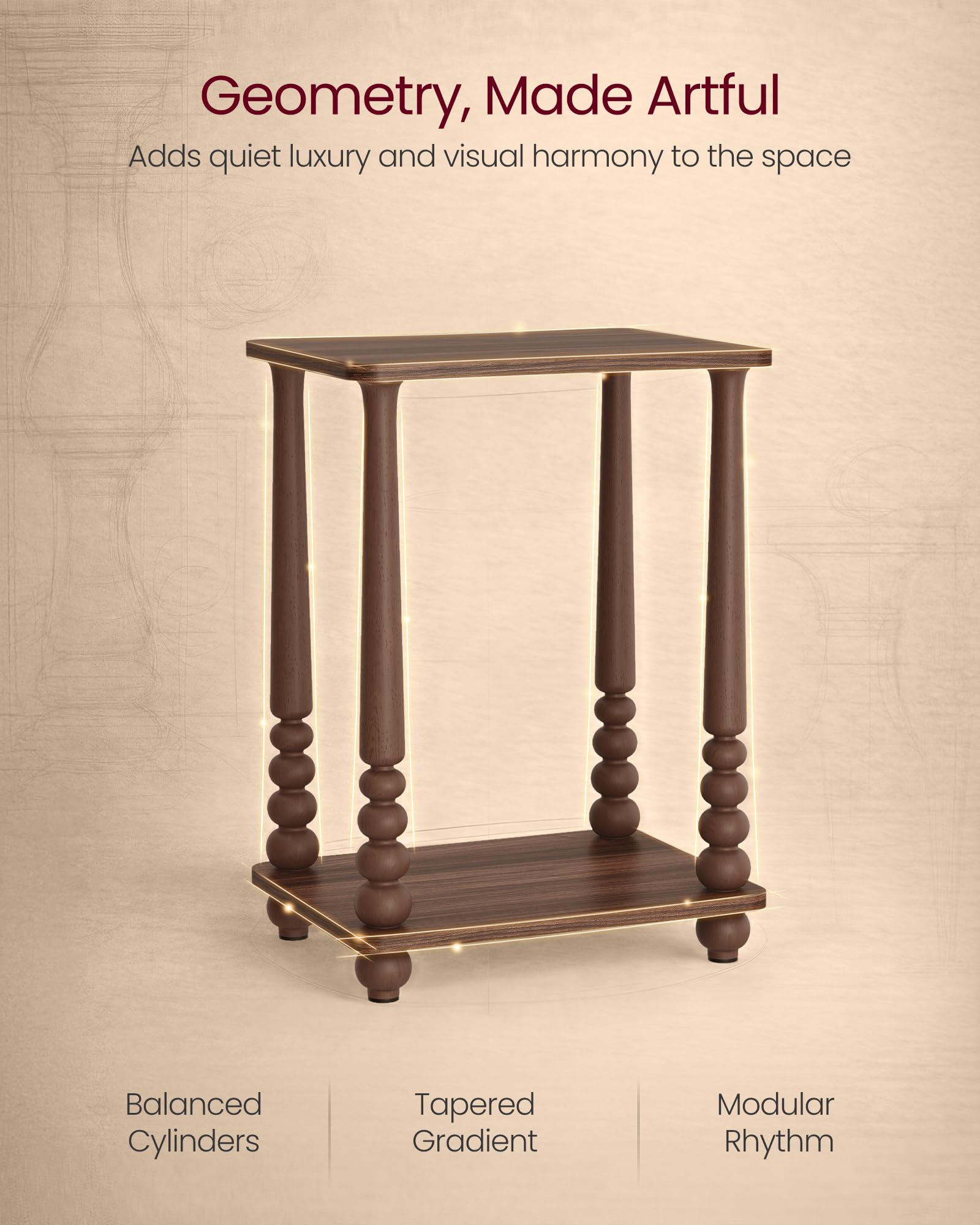 VASAGLE Mariel end table features solid wood legs for stable support