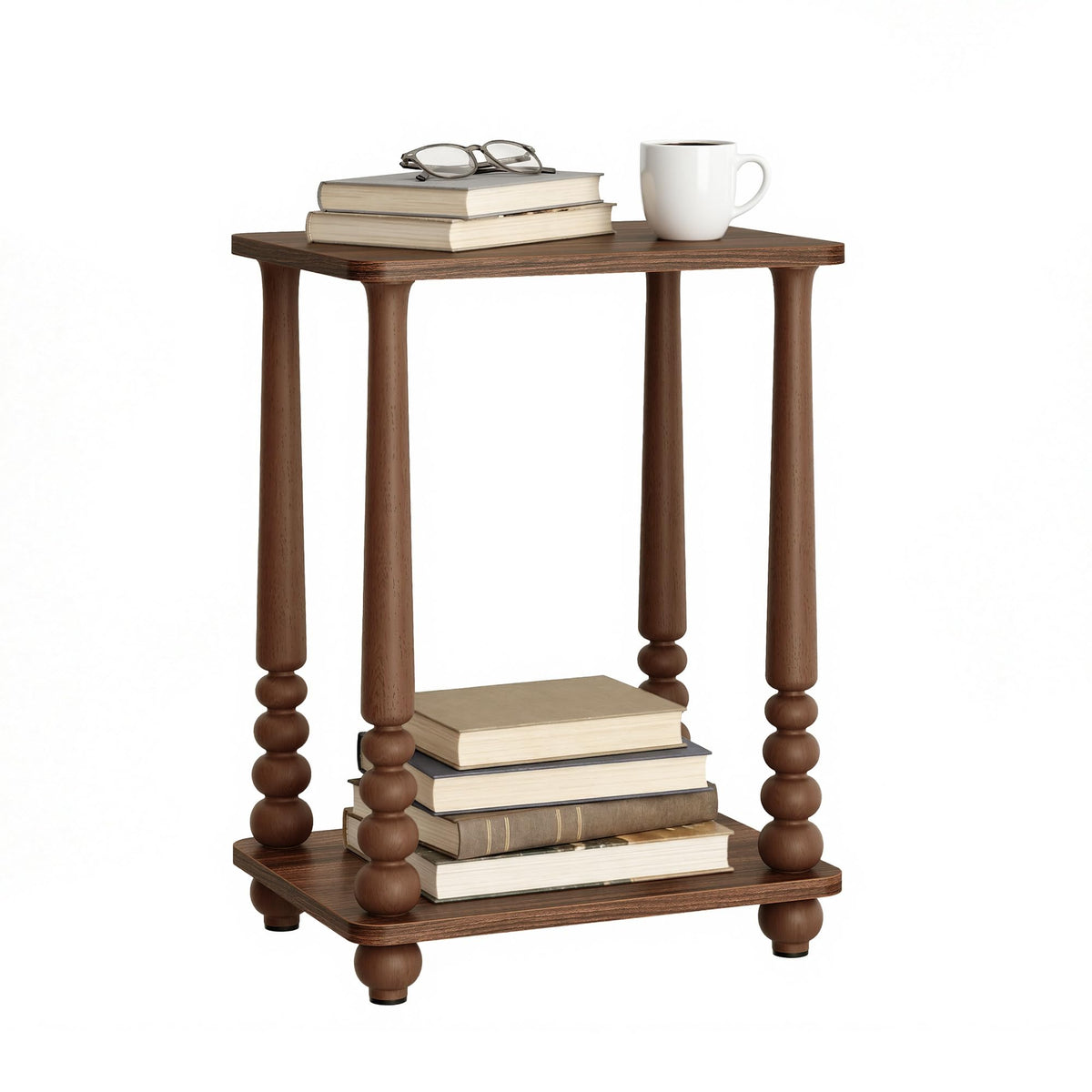 VASAGLE Mariel side table with turned-column detail adds mid-century charm and style