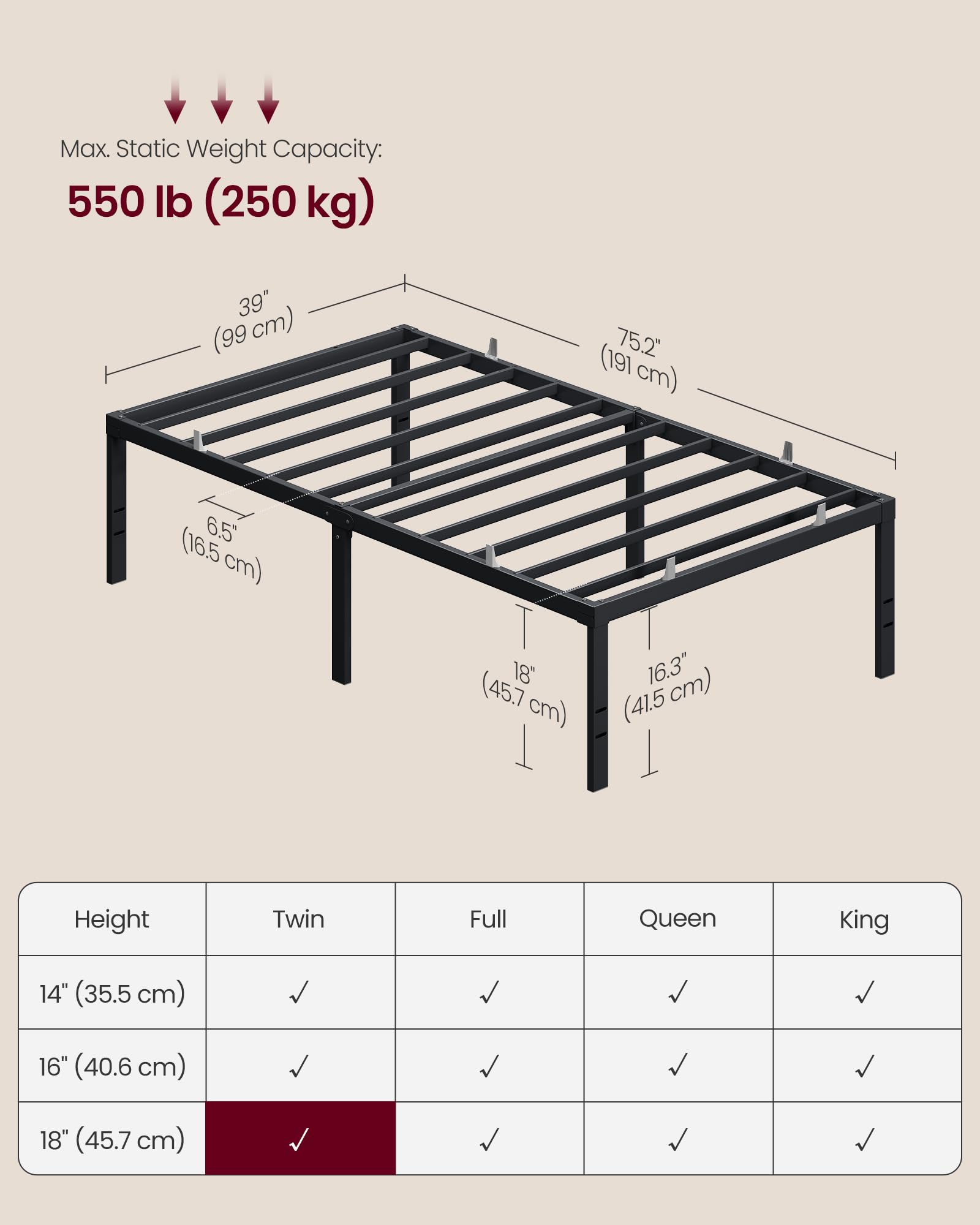 VASAGLE mattress retainers prevent slipping and keep the mattress in place.