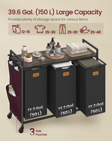 VASAGLE mobile cart with brakes offers smooth moving and secure parking