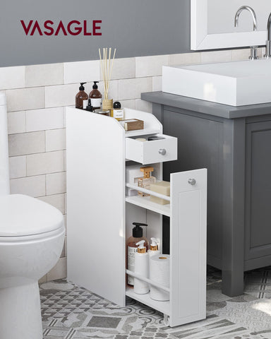VASAGLE narrow 4-tier drawer cabinet for quick access and organization.