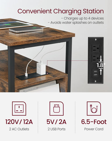 VASAGLE narrow bedside table fits small spaces with rustic charm