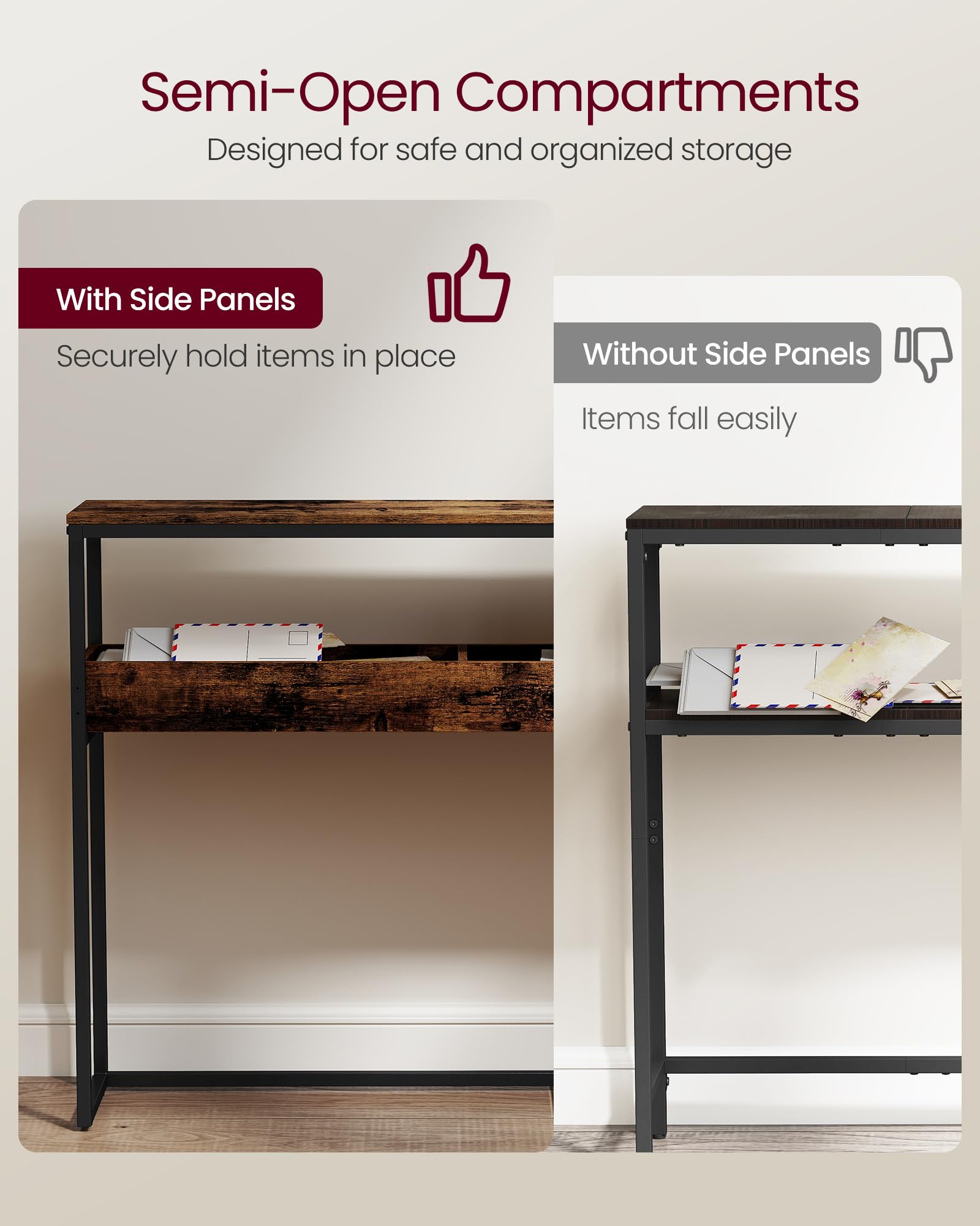 VASAGLE narrow hall placement demonstrates versatile entryway organization.
