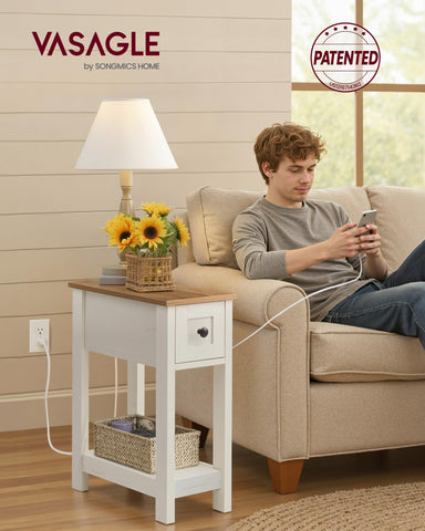 VASAGLE narrow side table shown during quick assembly.