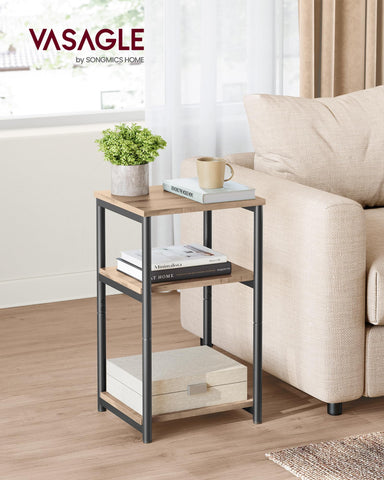VASAGLE nightstand with matte black steel accents for modern bedrooms
