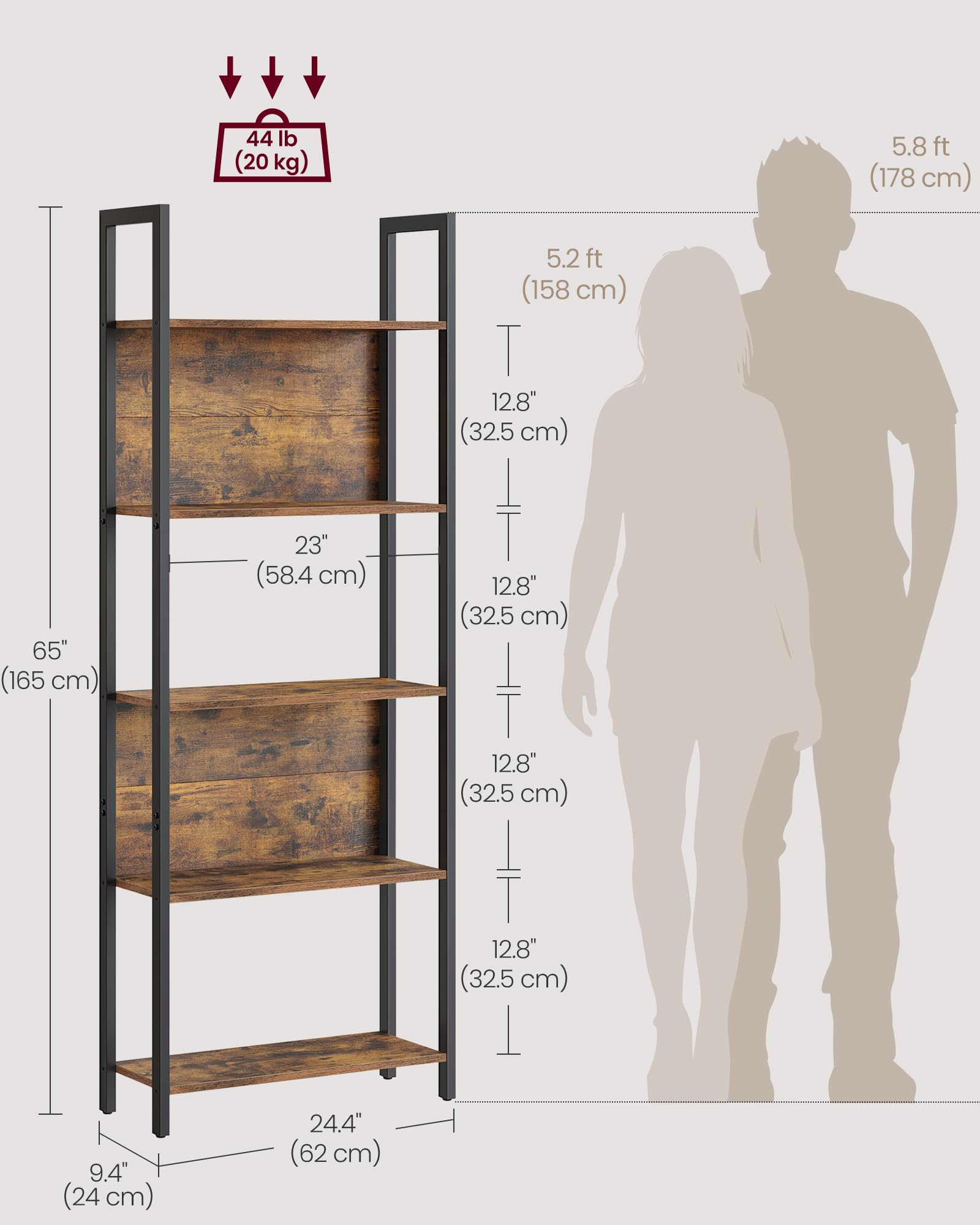 VASAGLE open shelves show books and decor with easy access.