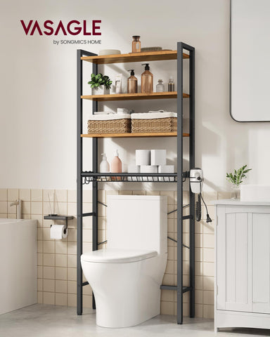 VASAGLE storage basket offers discreet storage for daily bathroom items.