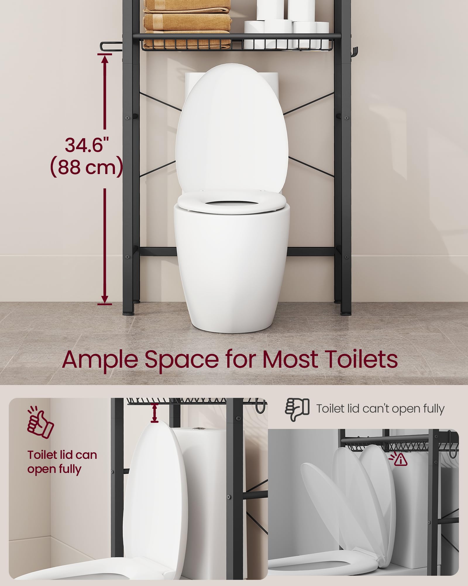 VASAGLE anti-tip kit helps keep the unit secure in busy spaces.