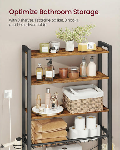 VASAGLE removable hooks add flexible hanging space for robes and brushes.