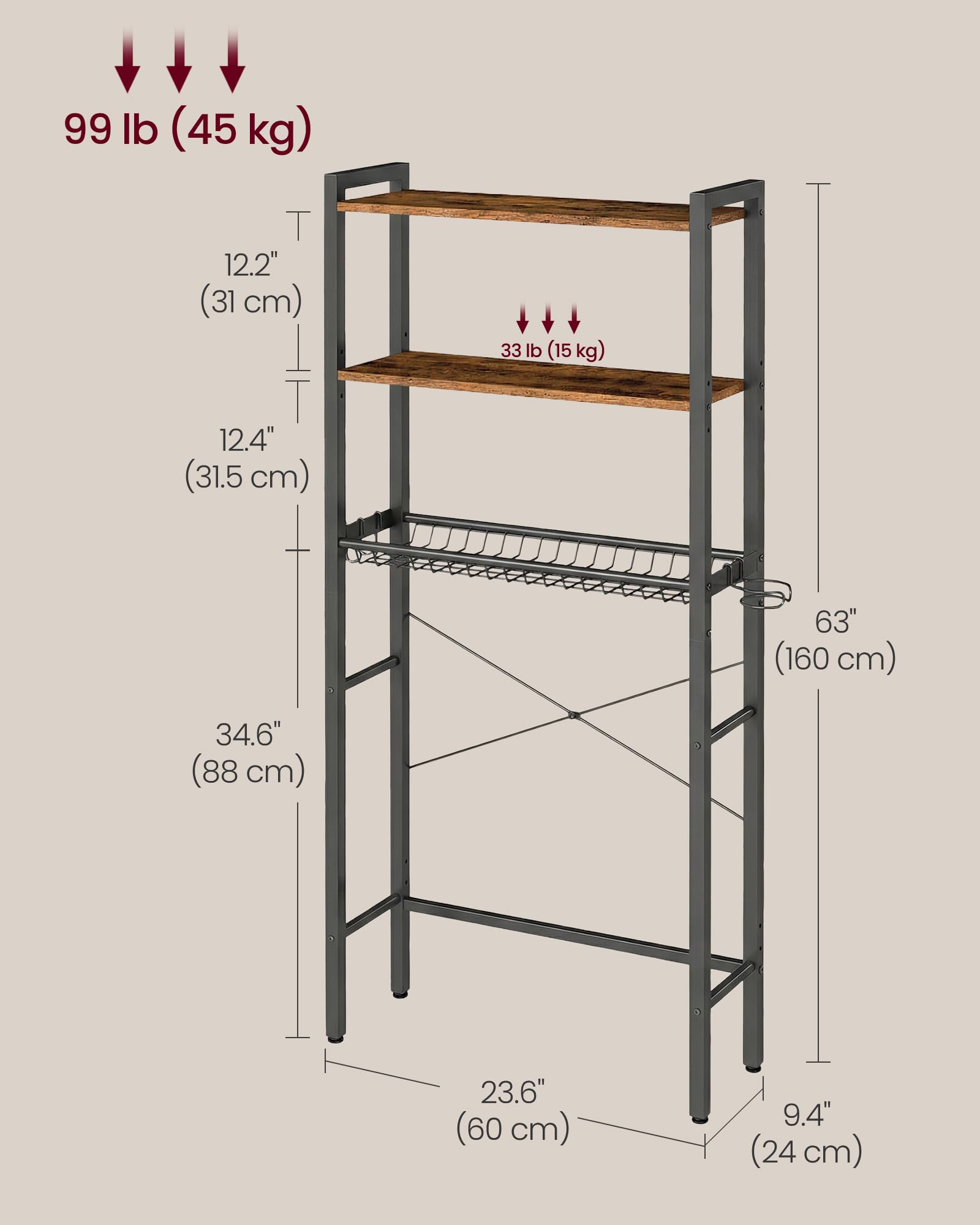 VASAGLE installation image hints at quick assembly with labeled parts.