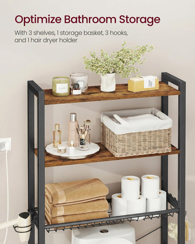 VASAGLE three removable hooks for hanging towels or robes.