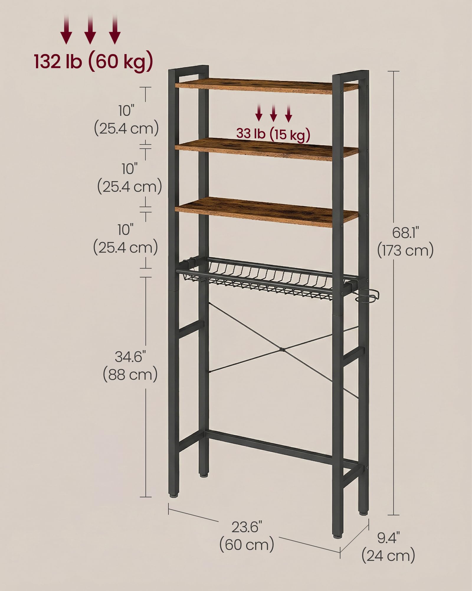 VASAGLE sturdy steel and MDF construction promises lasting stability.